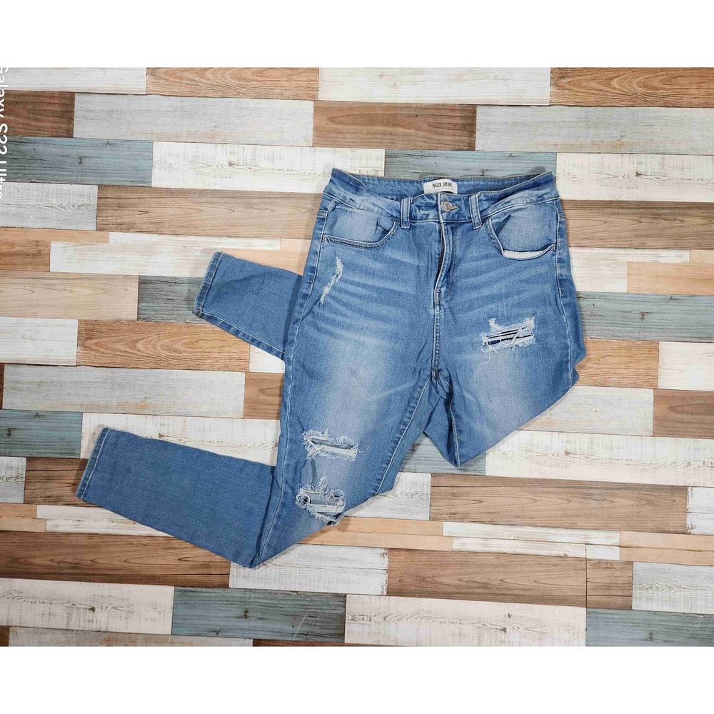 Wax Jean Womens Distressed Blue Ripped Denim Jeans‎ Size 11 30 Vietnam Made